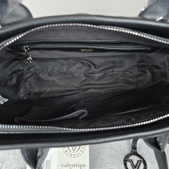 Valentino Orlandi Women's Quilted Black Vegan Leather Satchel Handbag New - Picture 15 of 16